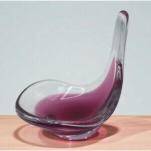 Vtg Flygsfors Coquille Art Glass Bowl Ring Dish by Paul Kedelv Swedish MCM